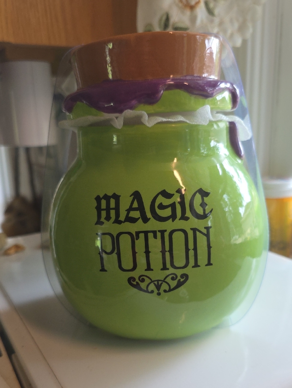 Green "Magic Potion" Decorative Cookie Jar 7 1/2"